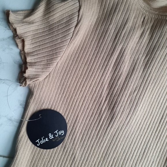 Jr. Jolie & Joy Tan Ribbed Stretchy Collared Fitted Shirt Mini Dress NWT Medium - Picture 9 of 9